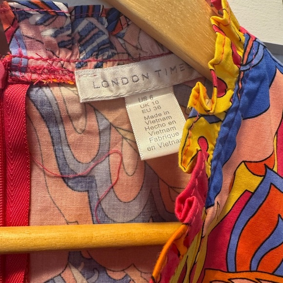 LONDON TIMES | Joelle Maxi Dress Pink Abstract Floral Print | Sz 6 NWT - Picture 3 of 6